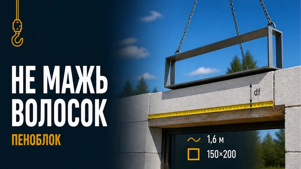 Фундамент под пеноблоки: висячая жёсткая рама против волосяных трещин от хода мелкой ленты