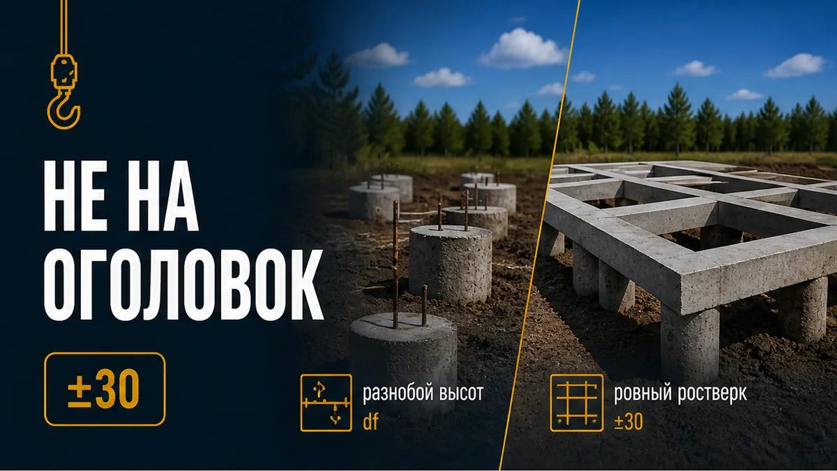 Фундамент под теплоблоки: горизонт ловят верхом ростверка, не оголовками свай