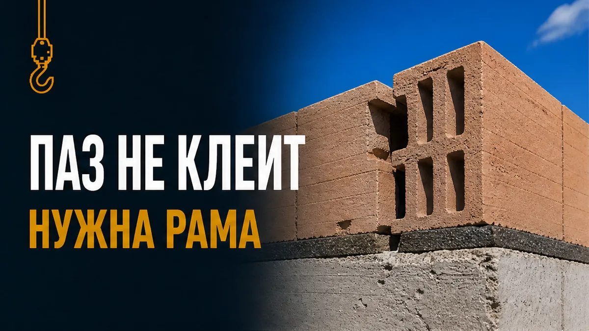 Сухой паз-гребень Porotherm не держит изгиб мелкой ленты: нужна висячая ЖБ-рама