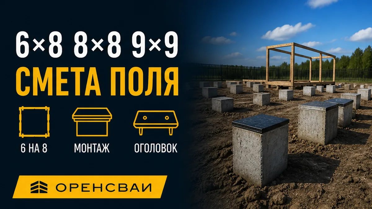 Смета свайного поля под каркас 6×8, 8×8 и 9×9: сваи, монтаж, оголовки