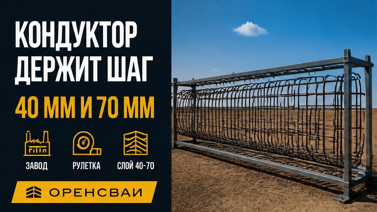 Кондуктор держит шаг каркаса, защитный слой 40 мм и 70 мм