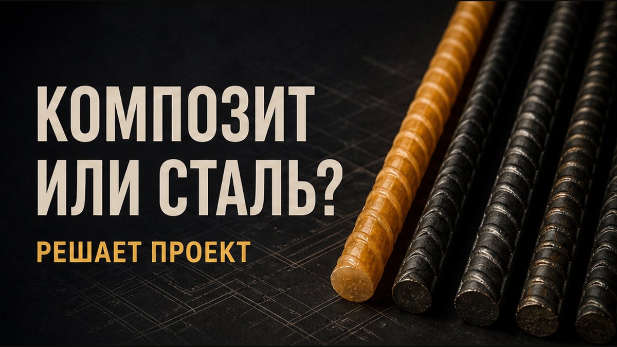 Стеклопластиковая и стальная арматура рядом с чертежом фундамента