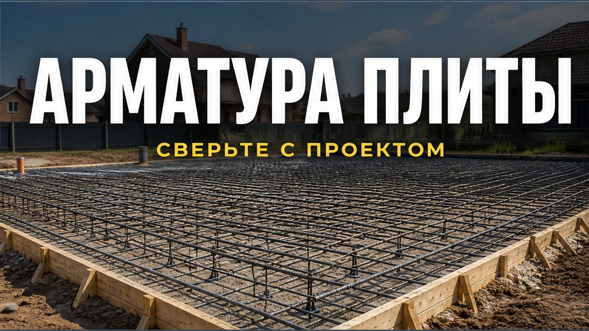 Две сетки арматуры монолитной фундаментной плиты перед бетонированием