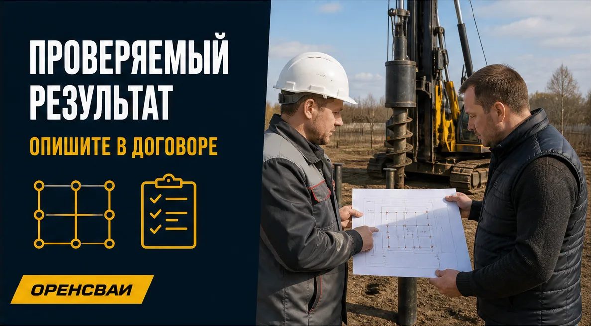 Подрядчик и заказчик сверяют план свайного поля и этапы работ у копра на строительной площадке