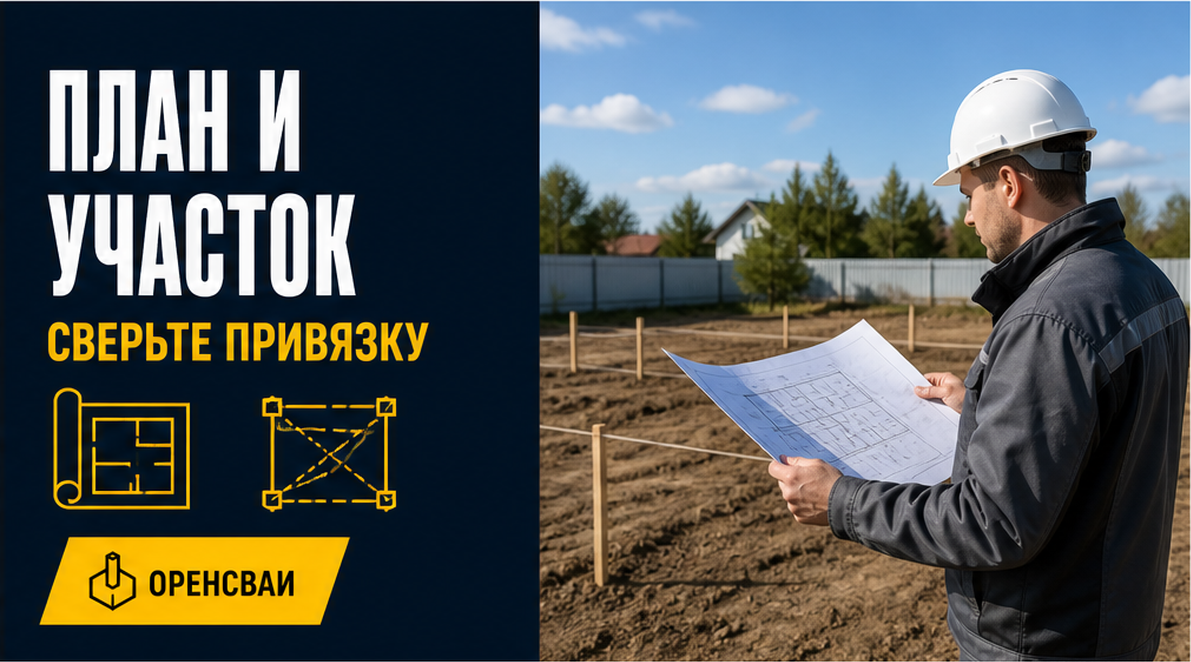Сверка плана дома и исходной привязки перед разметкой свай