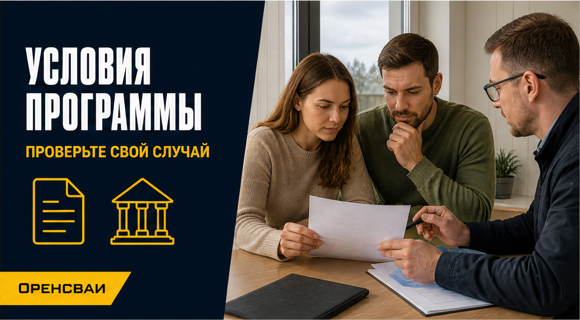 Покупатель дома изучает условия кредитования вместе с менеджером; документы без читаемых названий и чисел