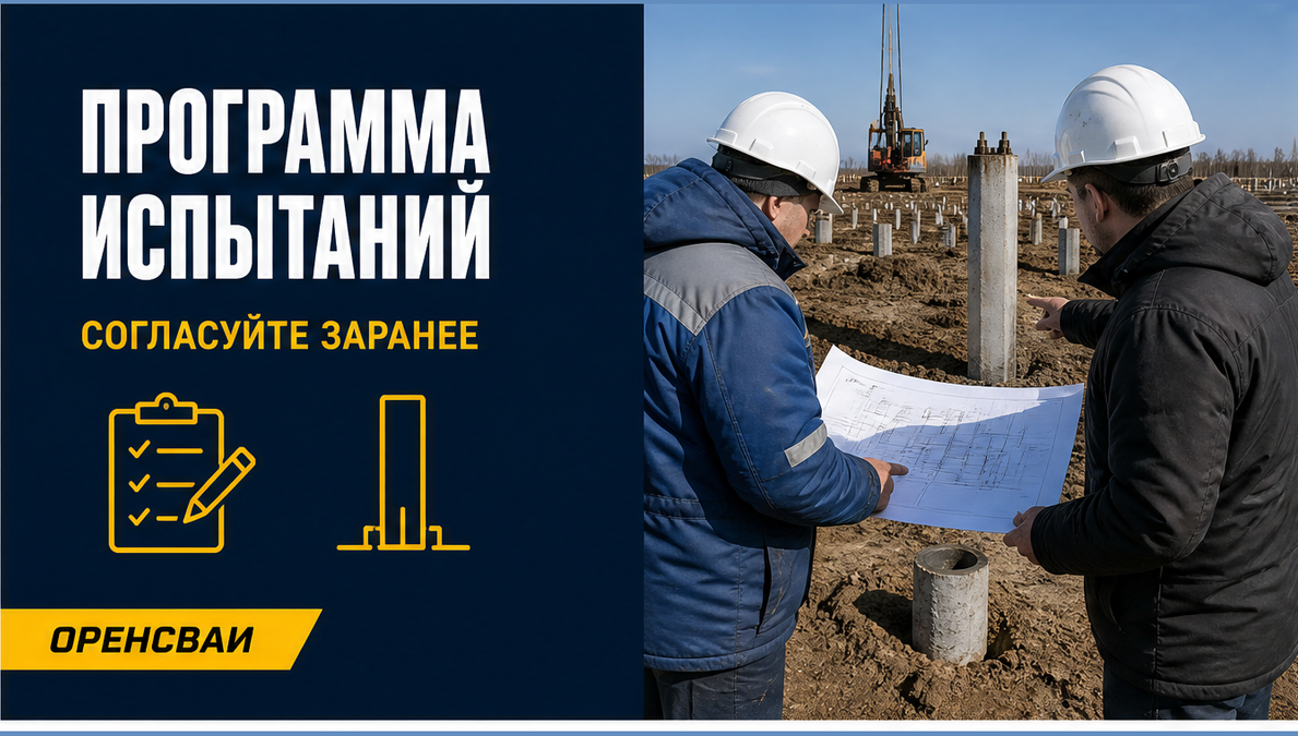Инженеры сверяют технический план испытаний и сваю на строительном объекте; текст на документах не читается