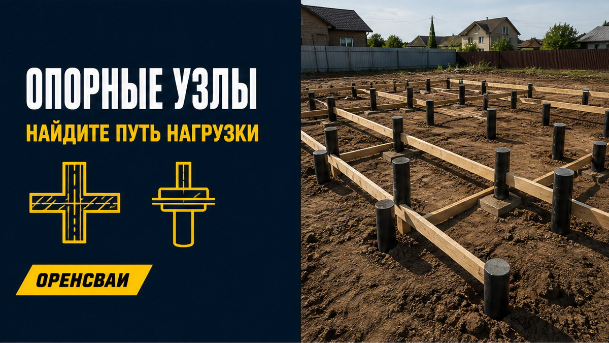 Передача нагрузки от стен и узлов дома на сваи