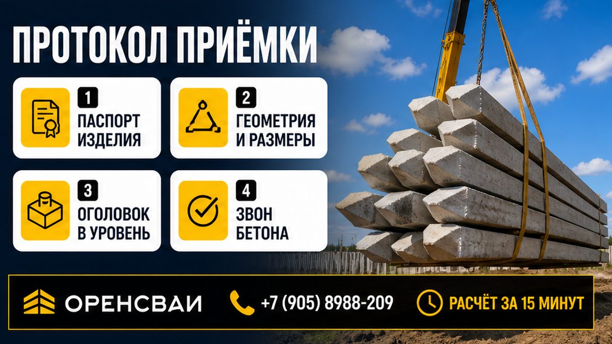Протокол приёмки КП на забивные сваи с монтажом и расчёт поля за 15 минут