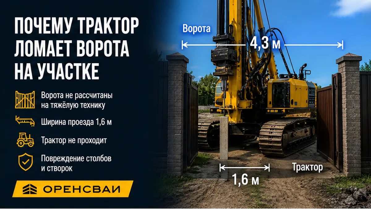 Габарит тракторного копра и узкие ворота частного участка в Оренбуржье