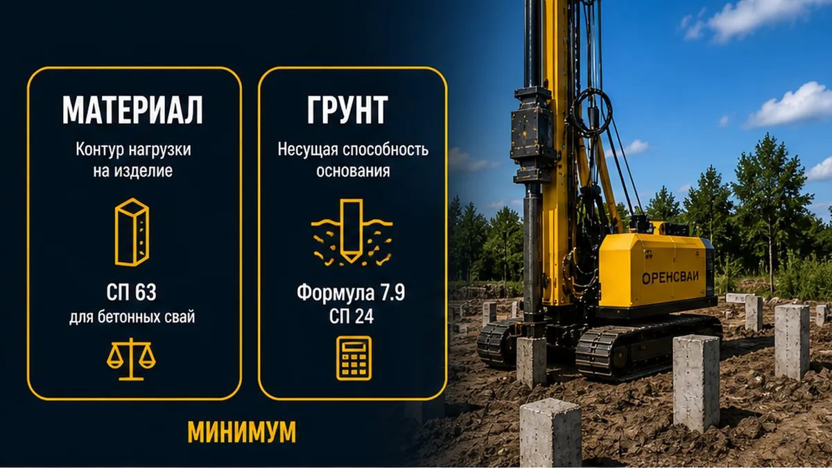 Два контура несущей: материал стержня и грунт по формуле 7.9 СП 24