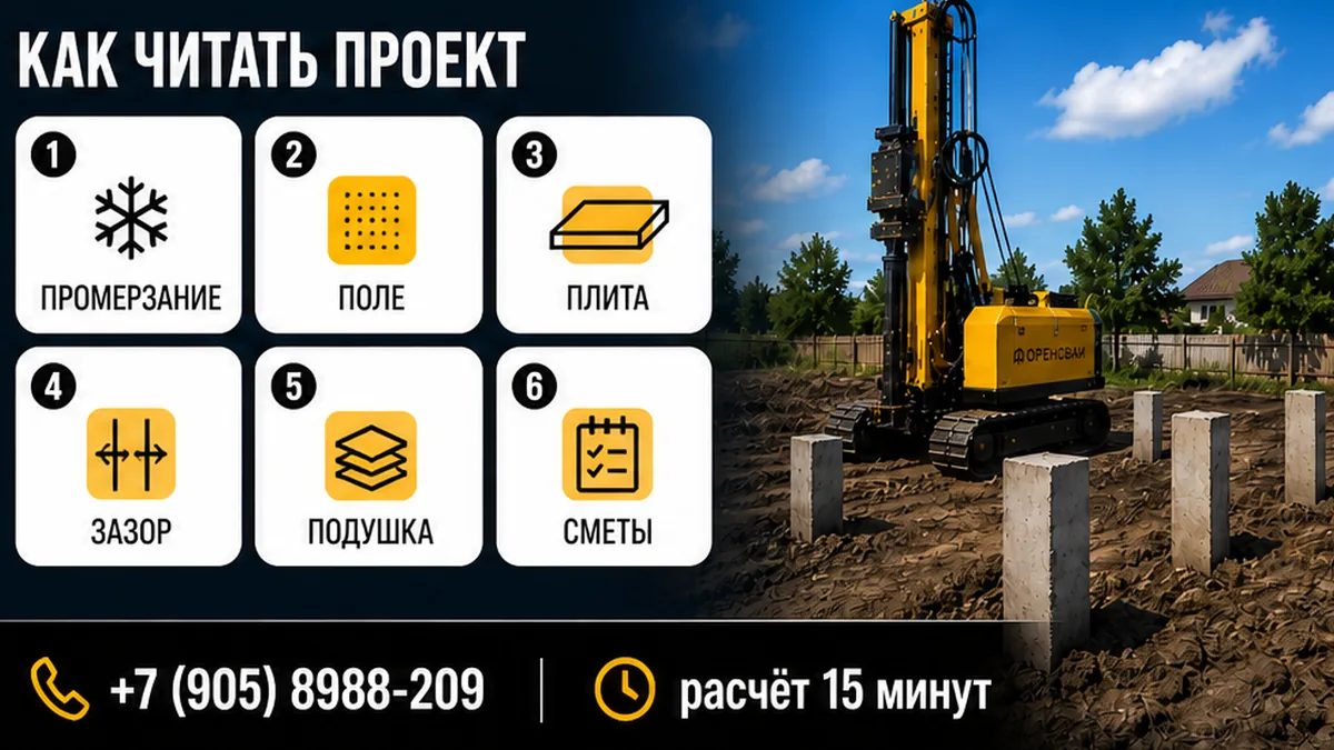 Шесть шагов: промерзание, признаки плиты и поля, зазор ростверка, две сметы