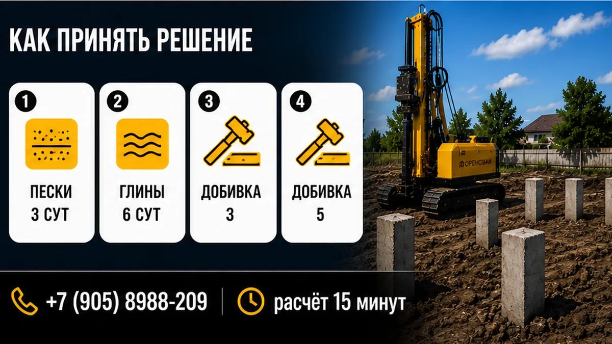 Отдых грунта: пески, глины и контрольная добивка залогами из трёх и пяти ударов