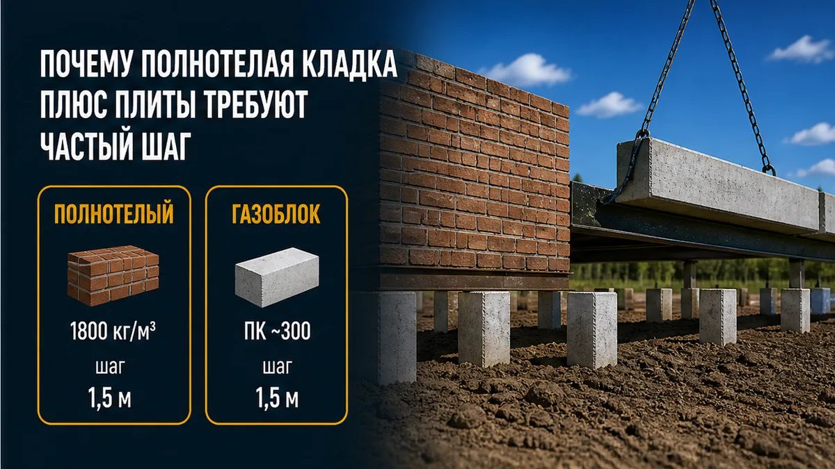 Полнотелый кирпич и плиты ПК грузят висячую балку чаще, чем газоблок