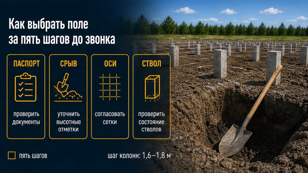 Пять шагов: паспорт блока, оси, траншея СП 45, низ ствола, ростверк