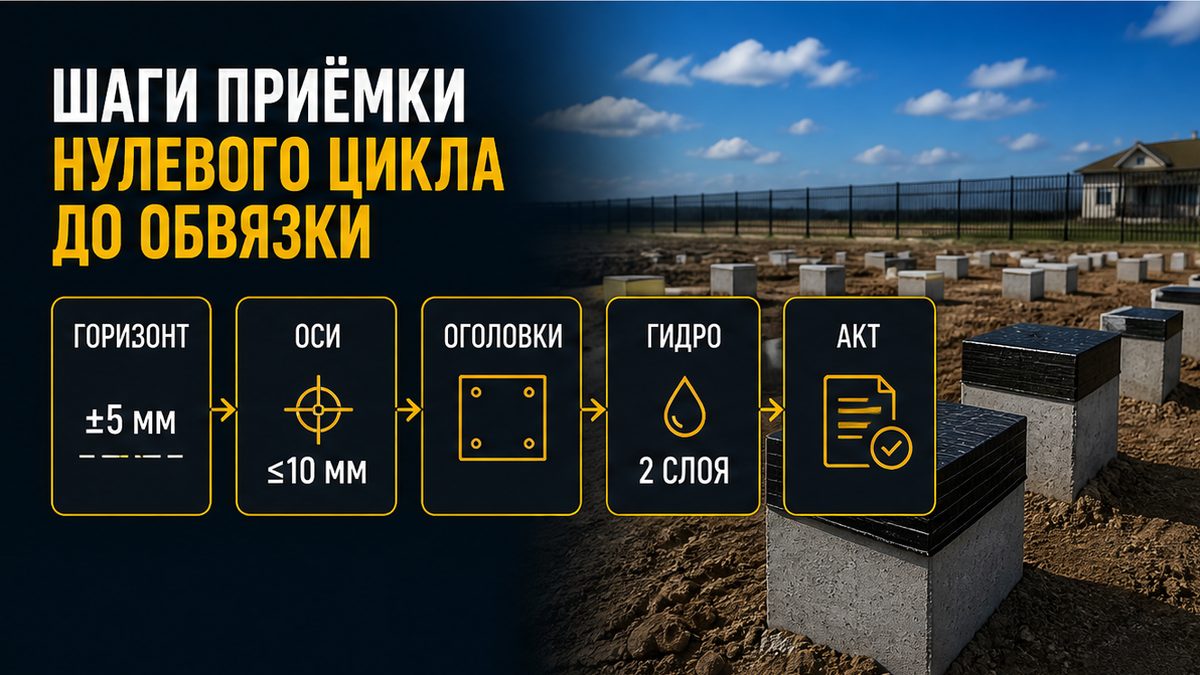 Чек-лист приёмки нулевого цикла: нивелир, рулетка, гидроизоляция, акт