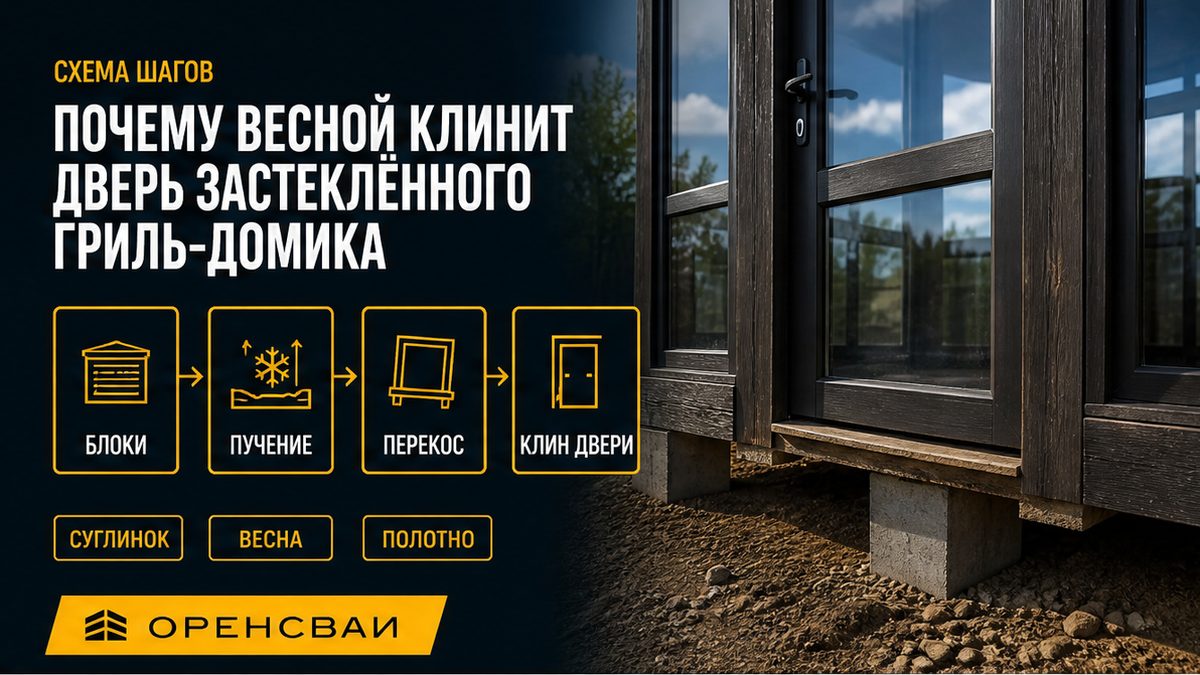 Почему весной клинит дверь гриль-домика после пучения опор