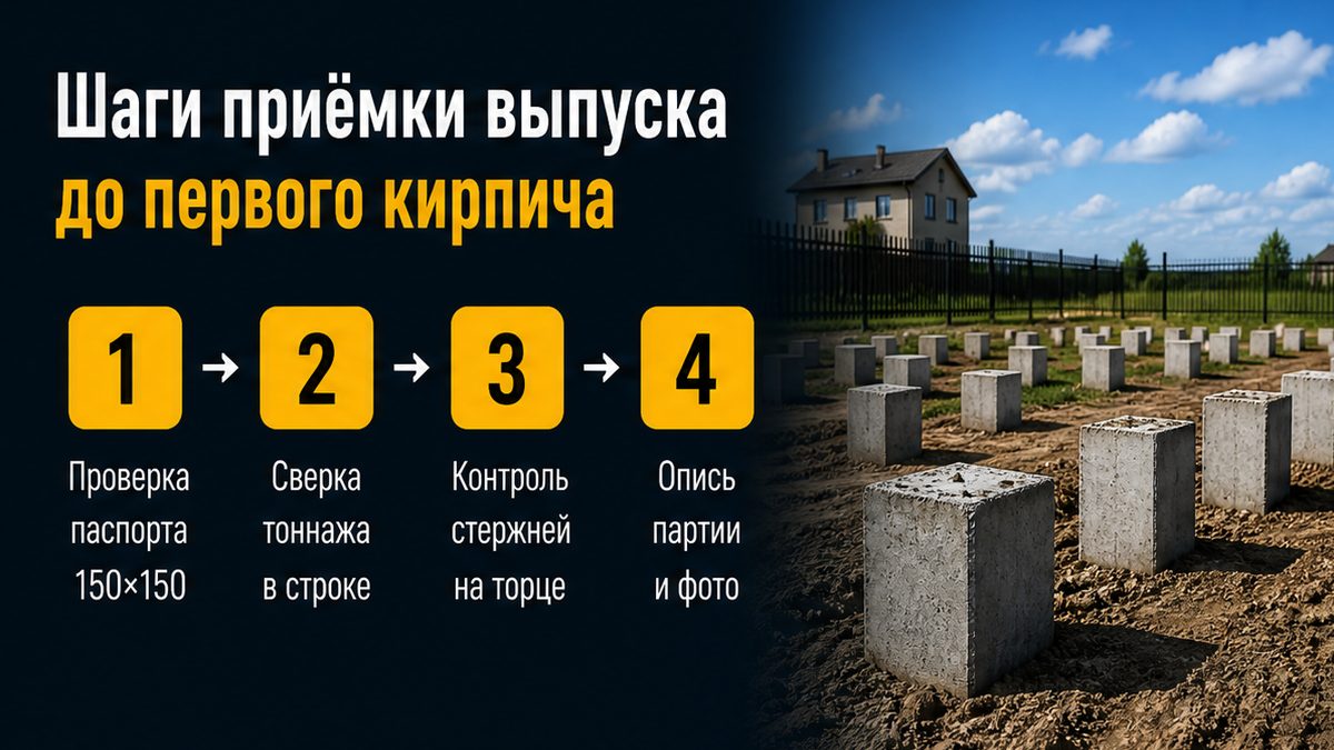 Приёмка выпуска арматуры из сваи до кладки кирпичного столба