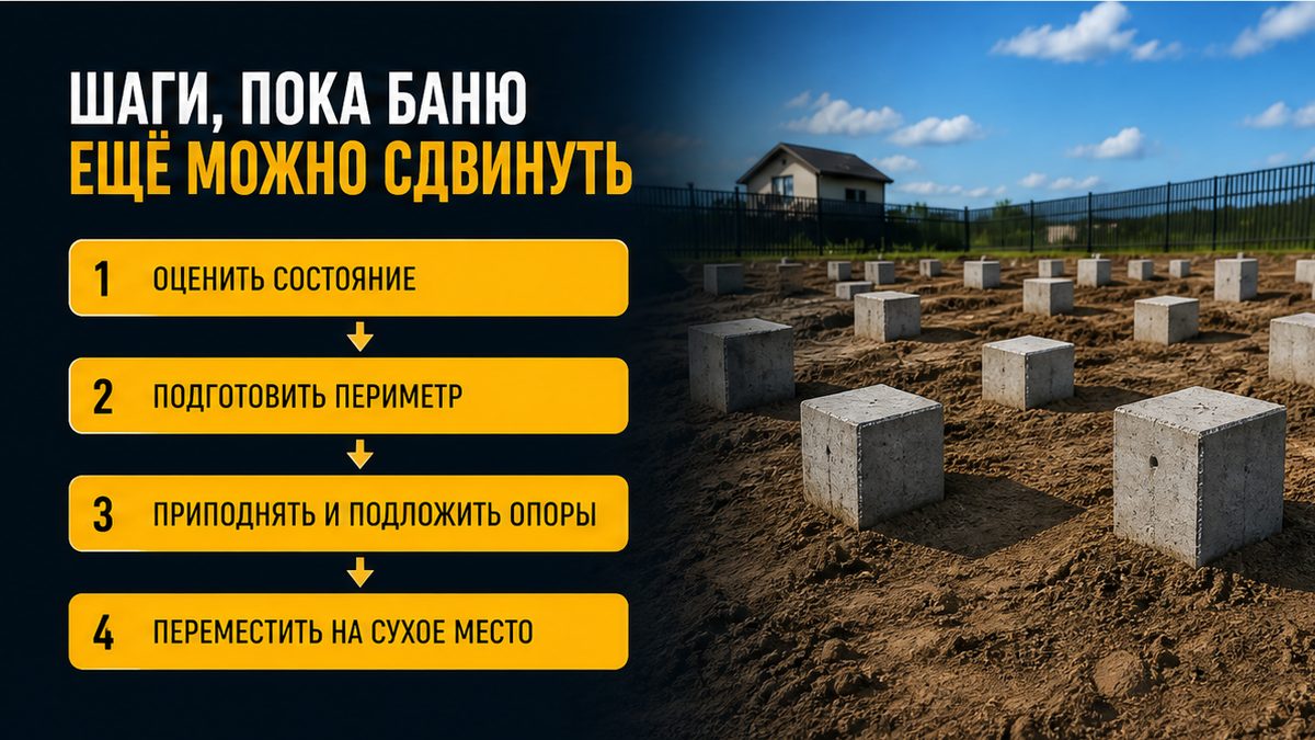Прокладки под ножками и два бруса, бочку можно снять с опор