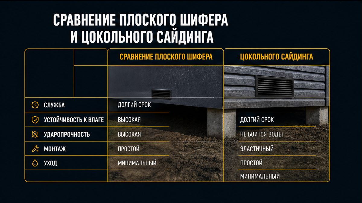 Плоский шифер и цокольный сайдинг как обшивка бани на сваях