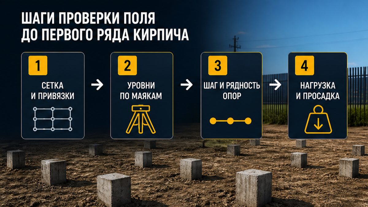 Нивелир по обвязке под уличную печь барбекю на забивных сваях