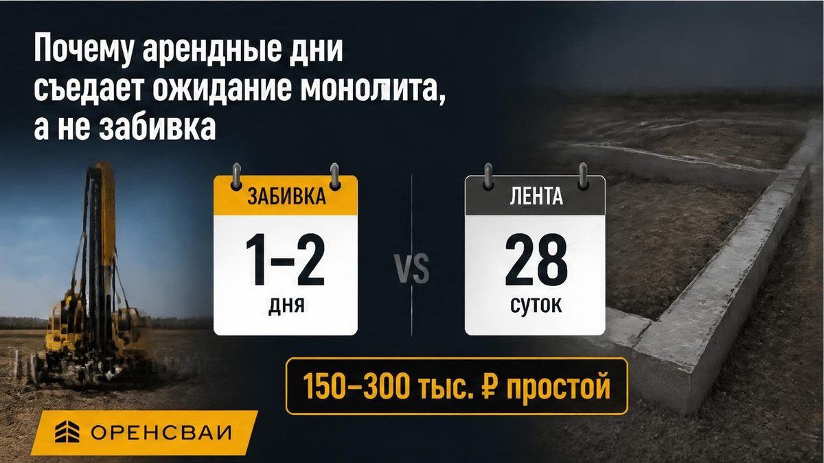 Календарь: два дня забивки свай против недель ленты под торговый павильон
