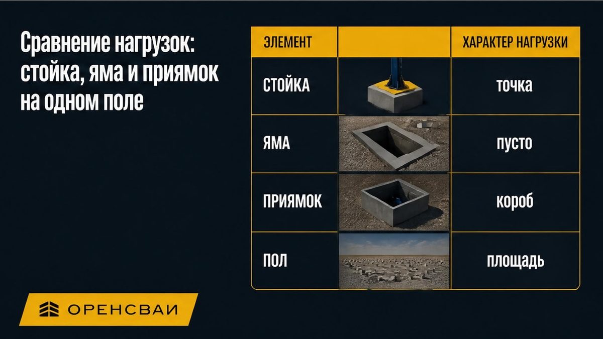 Таблица нагрузок стойки, смотровой ямы, приямка очистки и обычного пола бокса