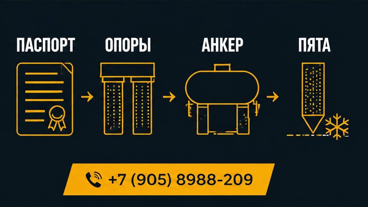 Четыре шага до забивки: паспорт, две опоры, анкер пустой ёмкости и пята