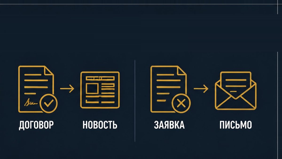 Подписанный договор новость не переписывает, заявка без подписи ждёт письмо